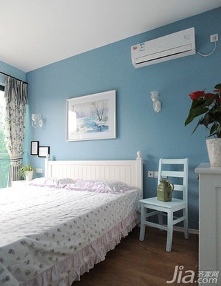 欧式风格二居室蓝色豪华型80平米卧室卧室背景墙床新房设计图