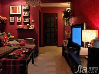 简约风格一居室红色5-10万50平米客厅过道茶几图片