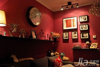 简约风格一居室红色5-10万50平米客厅照片墙装修图片