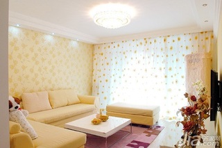 田园风格复式小清新黄色10-15万140平米以上客厅壁纸新房家装图片
