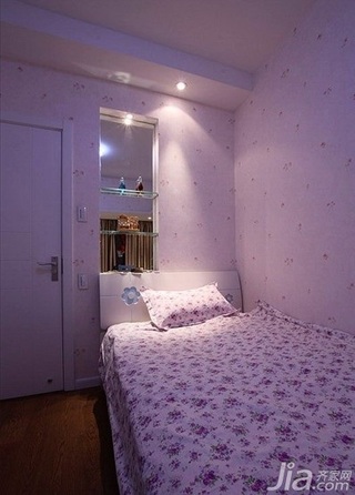 简约风格四房紫色15-20万80平米卧室卧室背景墙床新房平面图