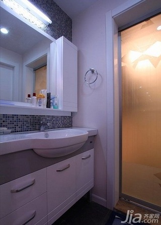 简约风格四房简洁白色15-20万80平米卫生间背景墙洗手台新房设计图纸