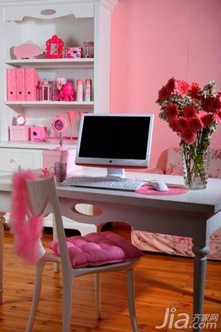 简约风格小户型粉色3万以下50平米工作区书桌效果图