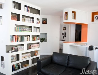 欧式风格小户型10-15万50平米客厅书架效果图