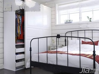 简约风格一居室白色3万以下50平米卧室床图片