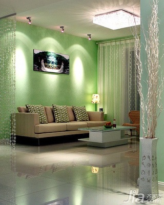 简约风格二居室简洁绿色10-15万80平米客厅沙发新房平面图
