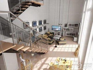 简约风格复式10-15万90平米客厅楼梯新房平面图