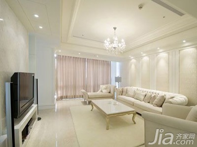 欧式风格,130平米装修,15-20万装修,富裕型装修,客厅,沙发,茶几,灯具,白色,简洁