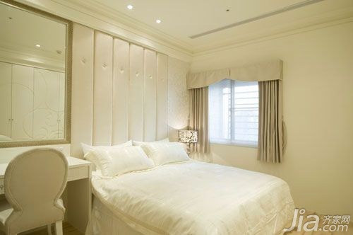 欧式风格,130平米装修,15-20万装修,富裕型装修,卧室,床,床头软包,简洁,白色