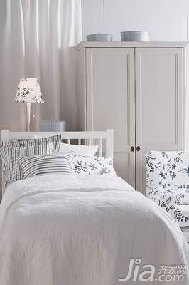 简约风格二居室白色3万以下50平米卧室床新房家装图片