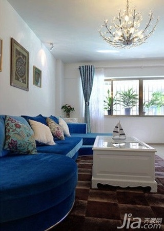 地中海风格四房15-20万140平米以上客厅沙发三口之家家装图片