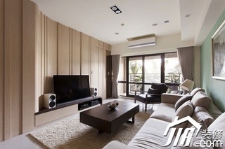 简约风格四房原木色富裕型130平米客厅沙发效果图