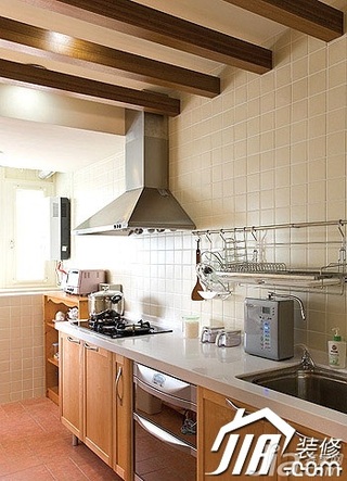 田园风格公寓原木色经济型90平米厨房橱柜设计图纸