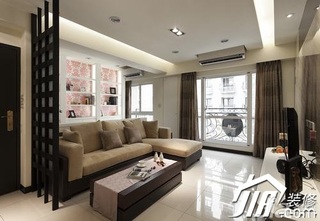简约风格小户型白色经济型60平米客厅沙发背景墙窗帘图片