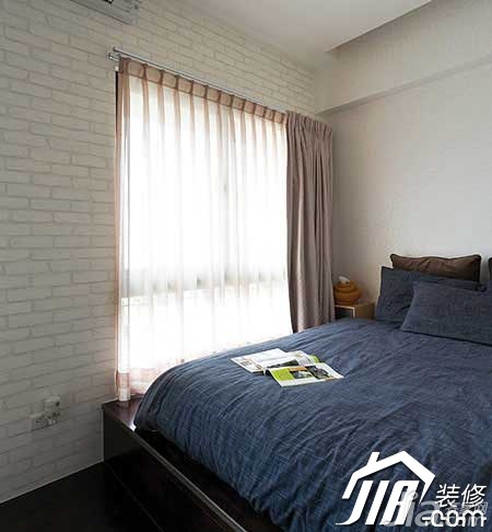 50平米装修,富裕型装修,混搭风格,卧室背景墙,窗帘,床,卧室