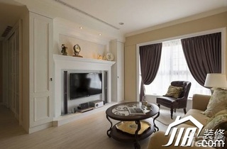 美式风格公寓富裕型90平米玄关背景墙窗帘图片