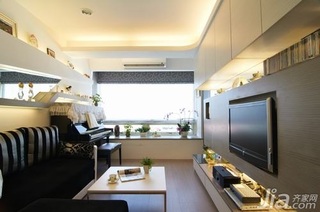小户型大气黑色5-10万40平米客厅电视背景墙沙发效果图