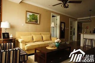美式风格小户型舒适富裕型90平米厨房沙发婚房平面图