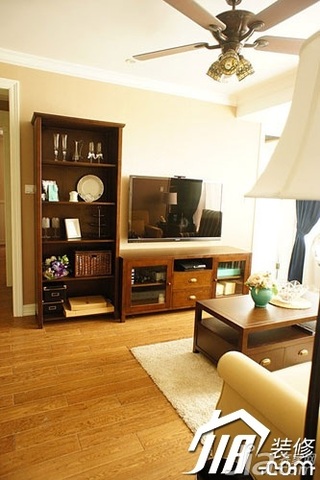 美式风格小户型舒适富裕型90平米厨房电视柜婚房设计图纸