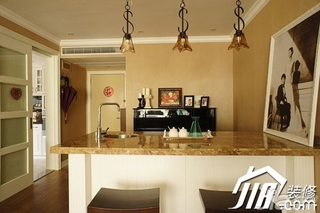 美式风格小户型富裕型90平米厨房吧台吧台椅婚房家装图