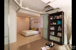 简约风格三居室70平米卧室书架效果图