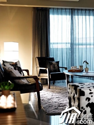 简约风格小户型简洁黑白富裕型60平米客厅沙发二手房平面图