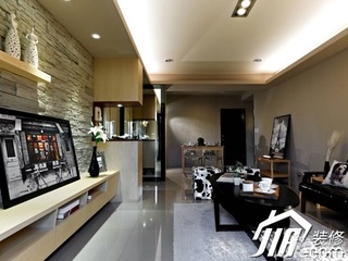 简约风格小户型简洁黑白富裕型60平米客厅电视柜二手房家装图片
