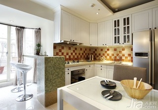 美式乡村风格二居室70平米厨房吧台橱柜设计