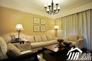 美式乡村风格三居室富裕型120平米客厅照片墙沙发效果图