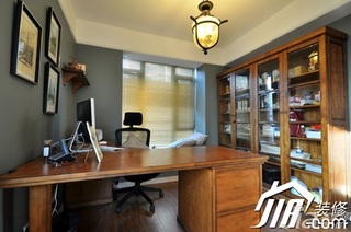 美式乡村风格三居室富裕型120平米书房书桌效果图