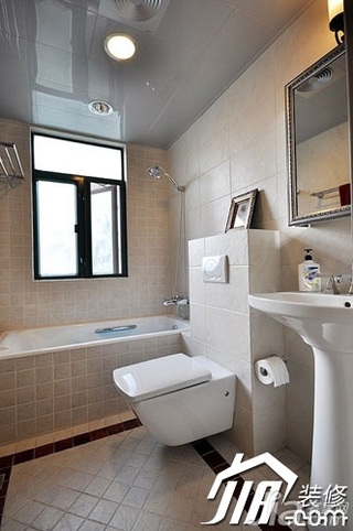 美式乡村风格三居室富裕型120平米卫生间洗手台效果图
