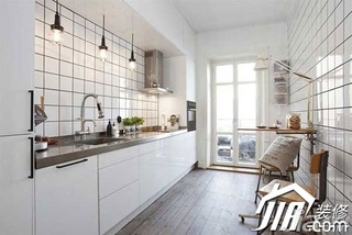 简约风格二居室白色70平米厨房橱柜设计图纸