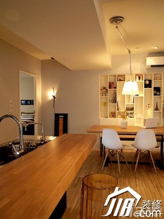 简约风格二居室富裕型110平米餐厅吧台餐桌旧房改造家装图片