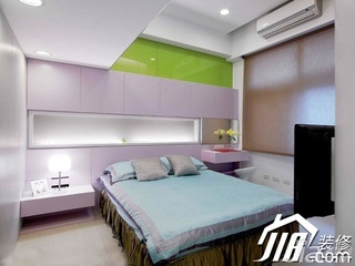 混搭风格复式舒适60平米卧室卧室背景墙床效果图