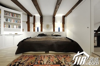 新古典风格二居室大气黑白90平米卧室床图片
