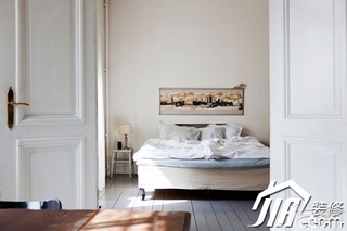 欧式风格二居室简洁白色富裕型卧室卧室背景墙床效果图