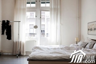欧式风格二居室简洁白色富裕型卧室卧室背景墙床图片