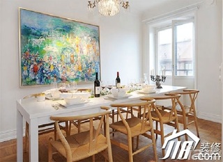 简约风格二居室富裕型餐厅背景墙餐桌效果图