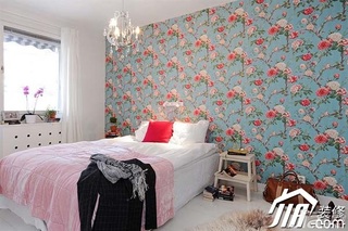 欧式风格二居室100平米卧室壁纸图片