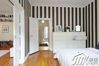 宜家风格二居室简洁黑白经济型卧室收纳柜效果图