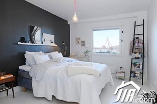 北欧风格小户型黑白经济型卧室床图片
