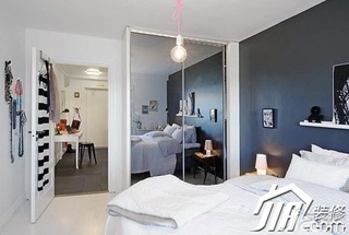 北欧风格小户型黑白经济型卧室床效果图