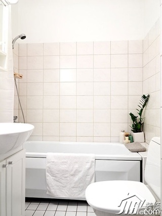 简约风格小户型白色富裕型卫生间设计图纸