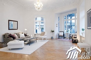 宜家风格二居室简洁白色富裕型客厅沙发图片