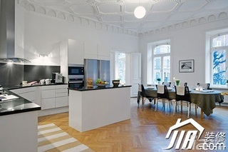 宜家风格二居室简洁白色富裕型厨房橱柜设计图
