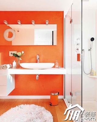混搭风格小户型橙色富裕型洗手台效果图