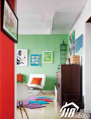 混搭风格一居室绿色40平米客厅设计图