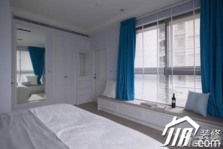 美式乡村风格三居室富裕型130平米卧室飘窗窗帘效果图