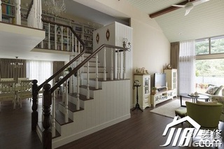 美式乡村风格跃层简洁富裕型110平米楼梯装修图片