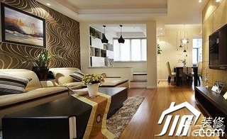 简约风格一居室富裕型60平米客厅壁纸效果图
